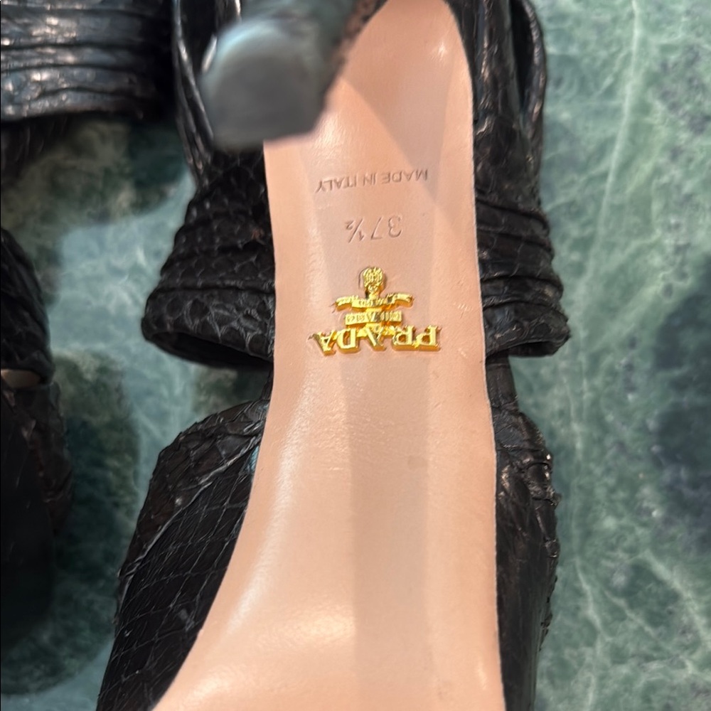 Vintage Prada Platform Snakeskin Heels 37 1/2 EUC - Picture 7 of 8
